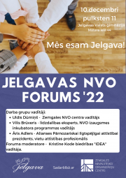 Pirmais Jelgavas nevalstisko organizāciju forums jau šo sestdien!